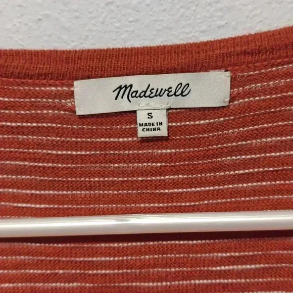 Madewell Cardigan Small Summer Ryder Red Rusty Torch Long Striped Cozy Bohemian - Picture 6 of 8